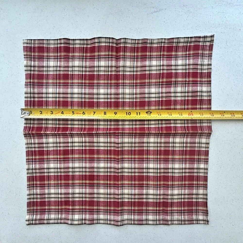 Red Plaid Farmhouse Runner Napkins Quilted Country Primitive - Picture 6 of 6
